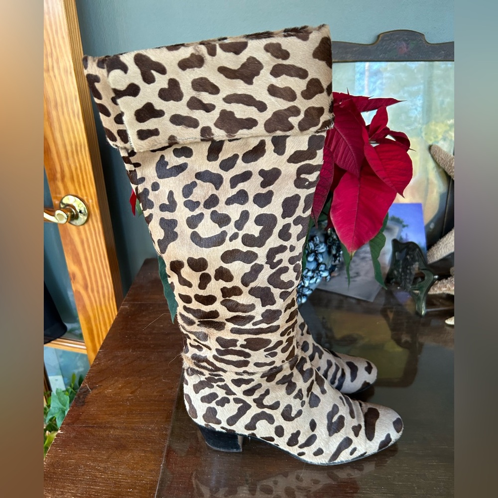 Rare 1990s  Vintage Chanel Pony Knee High Boots EU 39.5